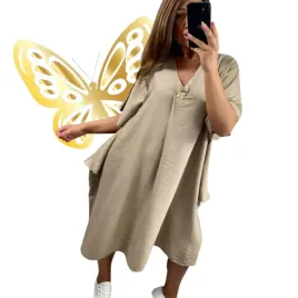 elegancka-bezowa-sukienka-z-motylem-zlotym-luzna-wygodna-piekna-50-52-6xl