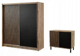 szafa-london-203cm-komoda-100cm-z-lamelami-dab-wotan-czarny-mebletelenga