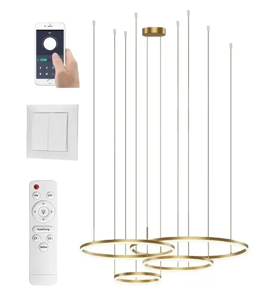 LAMPA RINGI ZŁOTA 100 80 60 40CM 174W BLUETOOTH PAMIĘĆ DARMAT LIGHT 419