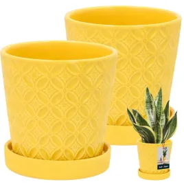 zestaw-2x-donica-doniczka-oslonka-z-podstawka-13cm-musztardowa-szkliwiona
