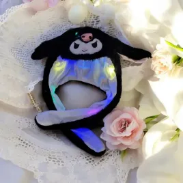 2-x-pluszowa-czapka-kuromi-sanrio-z-ruchomymi-uszami-swiatlami-led-czarna