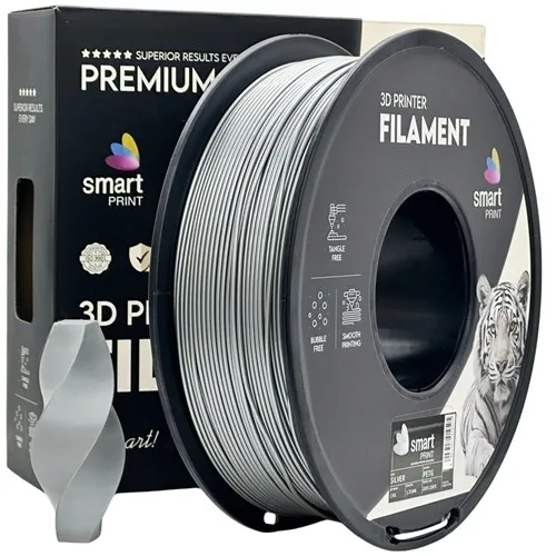 Filament PETG SILVER Smart Print 1,75mm 1000g do Drukarka 3D