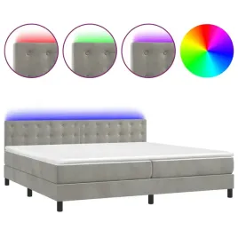 vidaxl-lozko-kontynentalne-z-materacem-i-led-szare-200x200cm-aksamit