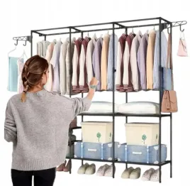 stojacy-wieszak-na-ubrania-potrojna-szafa-z-metalowym-stelazem-i-polkami