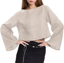 amazhiyu-koszulka-damska-crop-top-z-dlugim-rekawem-bezowa-lninana-r-l