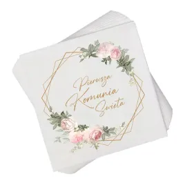 komunia-serwetki-dekoracje-na-komunie-kwiaty-rozowe