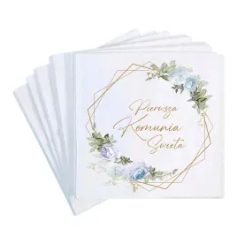 komunia-serwetki-dekoracje-stolu-na-komunie-kwiatki-blekitne