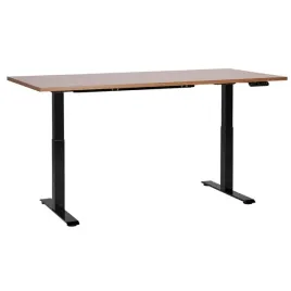 biurko-regulowane-elektrycznie-160-x-72-cm-ciemne-drewno-z-czarnym-destin-i