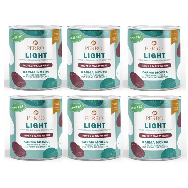 PERRO LIGHT mokra karma dla psa Indyk z warzywami 6x800g