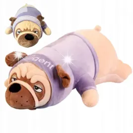 pies-mops-buldog-fioletowy-sweterek-maskotka-poduszka-zaglowek-przytulanka