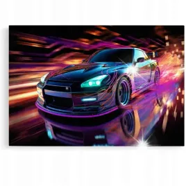 obraz-90x60-samochody-nissan-skyline-abstrakcja-do-garazu-dla-mechanika