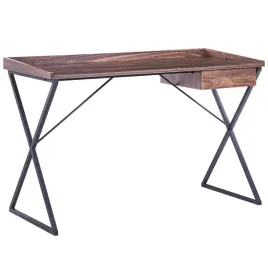 biurko-z-szuflada-120-x-54-cm-ciemne-drewno-z-czarnym-noxon