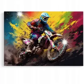 obraz-90x60-samochody-motor-cross-aprilla-kawasaki-enduro-abstrakcja-art