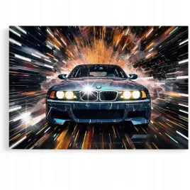 obraz-120x80-samochody-bmw-e46-e36-abstrakcja-art-wyscigowy-sportowy-m3-m4