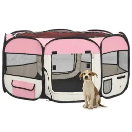skladany-kojec-dla-psa-z-torba-rozowy-145x145x61-cm-lumarko