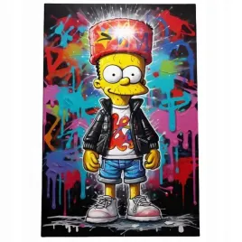 obraz-90x60-motywacyjny-pop-art-bart-simpson-simpsonowie-graffiti-ciemny