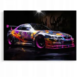 obraz-120x80-samochody-nissan-skyline-abstrakcja-do-garazu-dla-mechanika