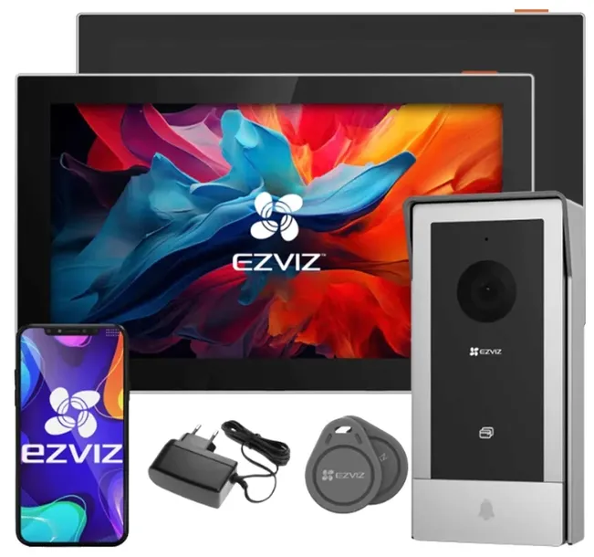 Wideodomofon WiFi Z 2 Ekranami Dotykowymi Ezviz CP5 + SD7 Furtka Brama