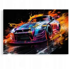 obraz-90x60-samochody-nissan-gtr-abstrakcja-drift-do-pokoju-mlodziezowy