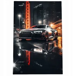 obraz-60x40-samochody-audi-r8-80-samochod-sportowy-wyscigowy-w-nocy-miasto