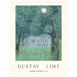 plakat-80x60-gustaw-klimt-wiejski-domek-stodola-reprodukcja-boho-20-wzorow