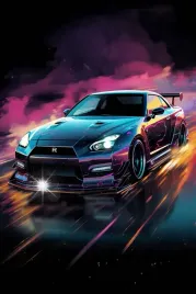 plakat-90x60-samochody-nissan-gtr-skyline-abstrakcja-sportowy-do-garazu