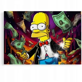 obraz-60x40-motywacyjny-pop-art-bart-simpson-nowoczesny-animowany-pieniadze