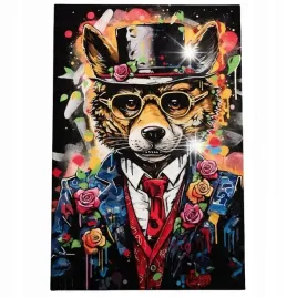 obraz-120x80-motywacja-wilk-abstrakcja-pop-art-garnitur-graffiti-nowoczesny