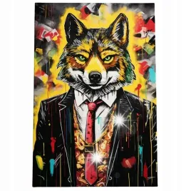 obraz-120x80-motywacja-wilk-abstrakcja-pop-art-garnitur-graffiti-nowoczesny