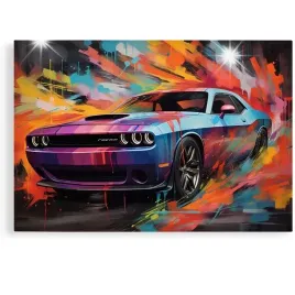 obraz-60x40-samochody-dodge-challenger-charger-do-garazu-abstrakcja-pokoju
