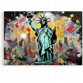 obraz-90x60-motywacja-pop-art-statua-wolnosci-abstrakcja-nowoczesny-york