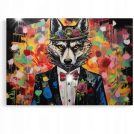 obraz-60x40-motywacja-wilk-z-wall-street-pop-art-nowoczesny-abstrakcja