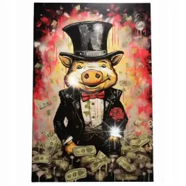 obraz-120x80-motywacja-pop-art-dzentelmen-abstrakcja-malowany-swinka-peppa