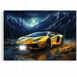 obraz-60x40-samochody-zloty-huracan-lamborghini-do-warsztatu-garazu-pokoju