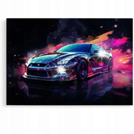 obraz-60x40-samochody-nissan-gtr-abstrakcja-do-garazu-warsztatu-japonski