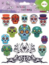 tatuaze-zmywalne-blue-skulls-happy-color