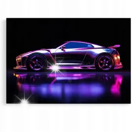 obraz-60x40-samochody-nissan-gtr-abstrakcja-neon-do-garazu-mechanika-art