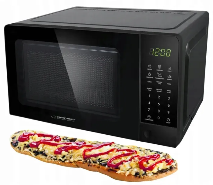KUCHENKA MIKROFALOWA mocna MIKROFALÓWKA 20L 1100W 6 programów CZARNA