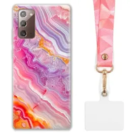 etui-do-samsung-note-20-funkcjonalne-szeroka-rozowa-smycz-marmurki-marble