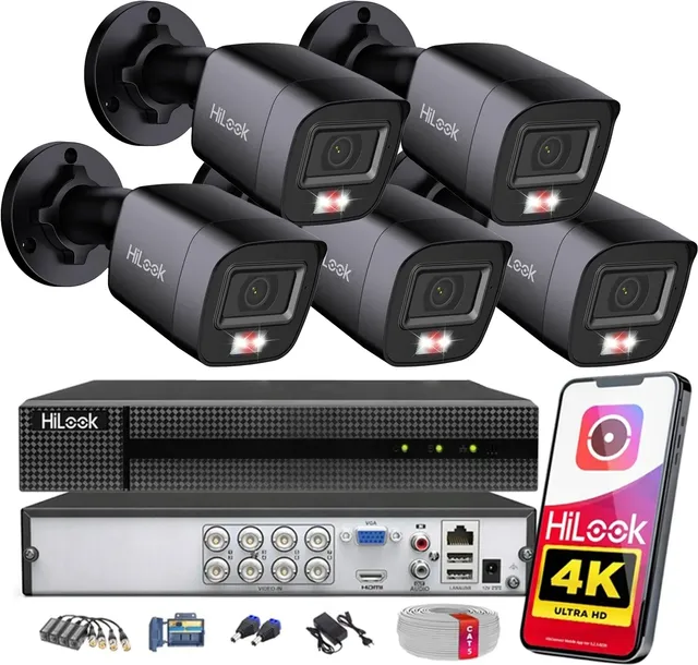 Zestaw do Monitoringu 8MPx 5 Kamer HiLook by Hikvision TVI AHD do rozbudowy