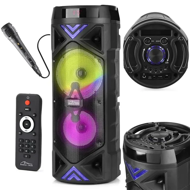PRZENOŚNY GŁOŚNIK BLUETOOTH bezprzewodowy RADIO MP3 KARAOKE 8H + MIKROFON