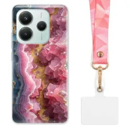 etui-do-xiaomi-redmi-note-14-5g-funkcjonalne-szeroka-rozowa-smycz-marmurki