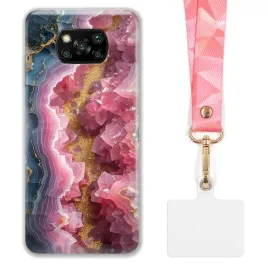 etui-do-xiaomi-poco-x3-funkcjonalne-szeroka-rozowa-smycz-marmurki-marble