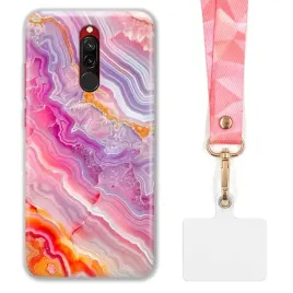 etui-do-xiaomi-redmi-8-funkcjonalne-szeroka-rozowa-smycz-marmurki-marble