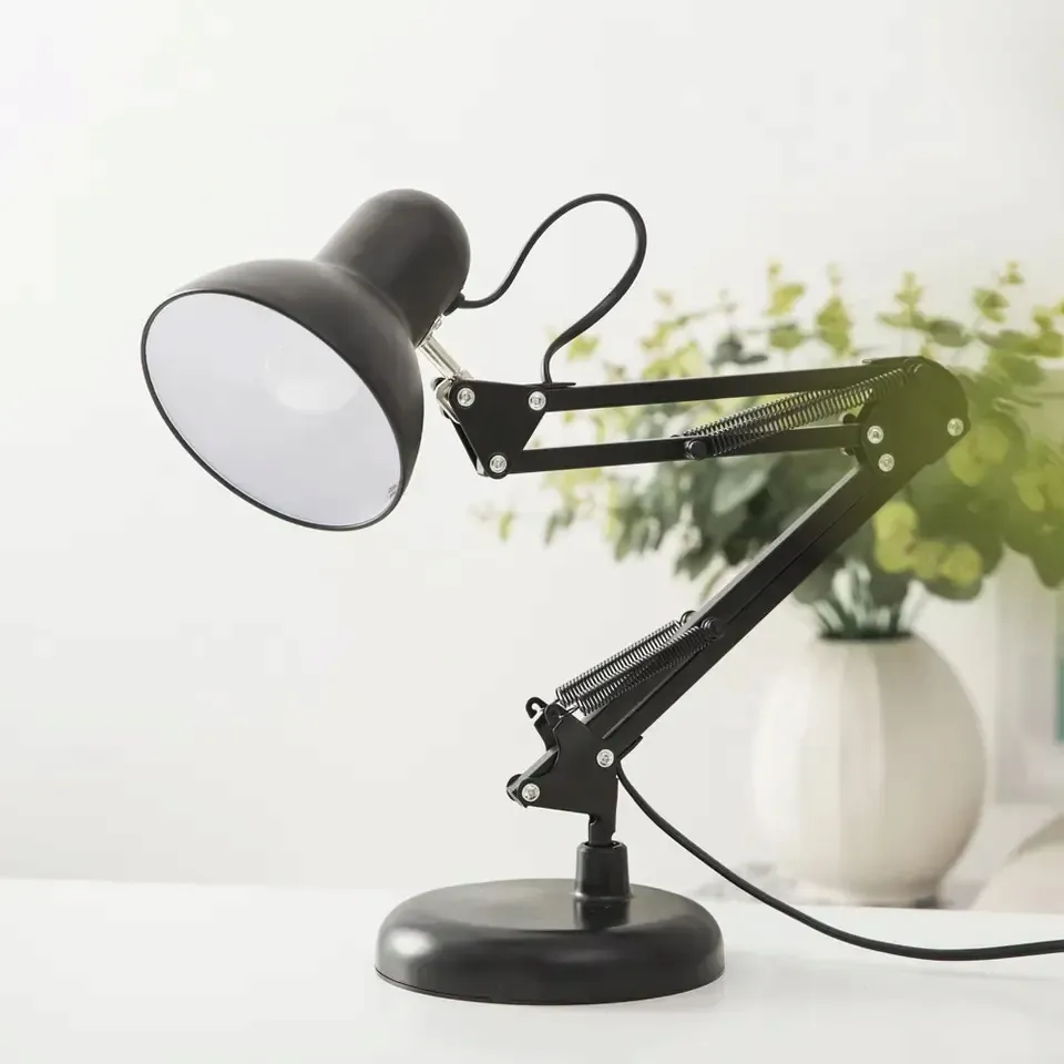 lampka-biurkowa-kreslarska-led-zarowka-szkolna-na-biurko-max-60-w-czarny-stan-nowy