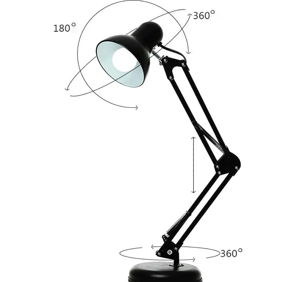 lampka-biurkowa-kreslarska-led-zarowka-szkolna-na-biurko-max-60-w-czarny-stan-nowy