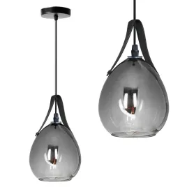 sufitowa-lampa-wiszaca-loft-ciemne-lustrzane-szklo-skorzane-pasy-e27