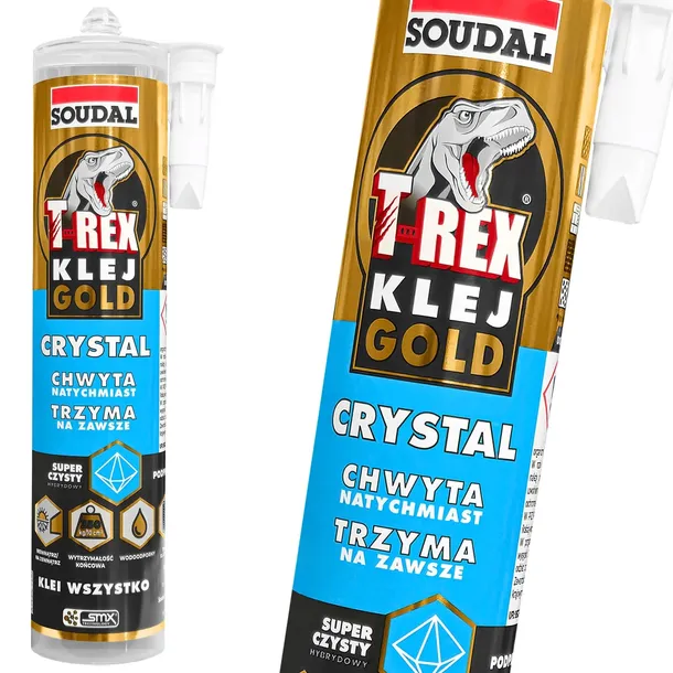 Klej elastyczny uniwersalny bezbarwny 290ml T-Rex Glue Crystal Gold Soudal