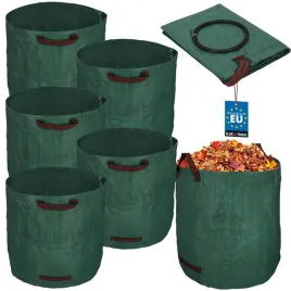 zestaw-5x-kosz-ogrodowy-na-liscie-trawe-odpady-uchwyty-okragly-zielony-270l