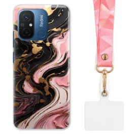 etui-do-xiaomi-redmi-12c-funkcjonalne-szeroka-rozowa-smycz-marmurki-marble